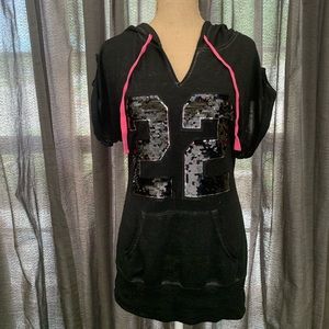 hooded sequenced shirt